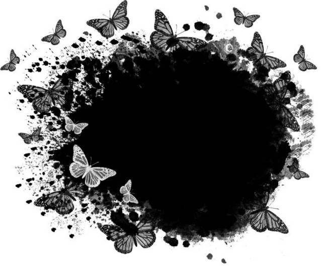 黑白手绘一群蝴蝶