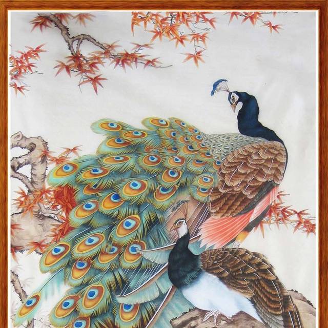 国画孔雀素材