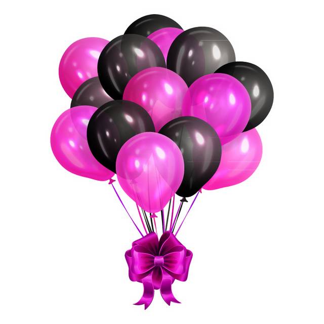 紫色黑色气球束矢量图