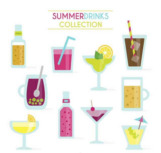 10款扁平化夏季饮品饮料矢量图