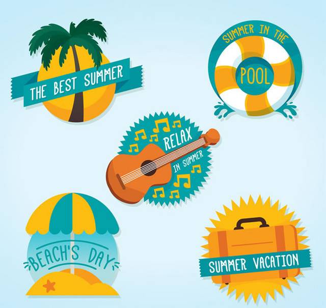 5款创意夏季假期标签矢量素材