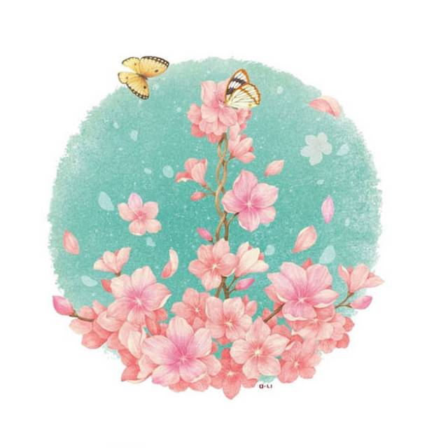 手绘桃花设计素材元素
