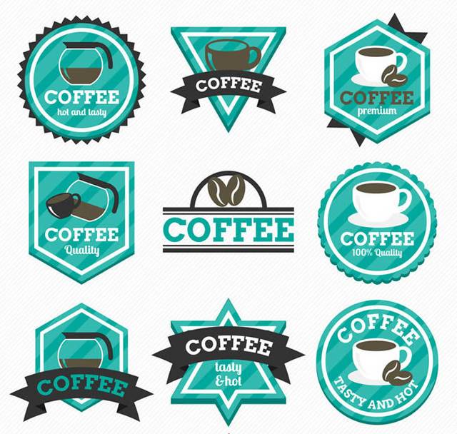 9款咖啡标签矢量图
