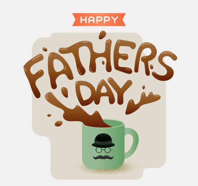创意咖啡杯父亲节艺术字矢量图