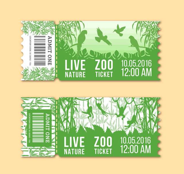 2款绿色动物园门票矢量素材