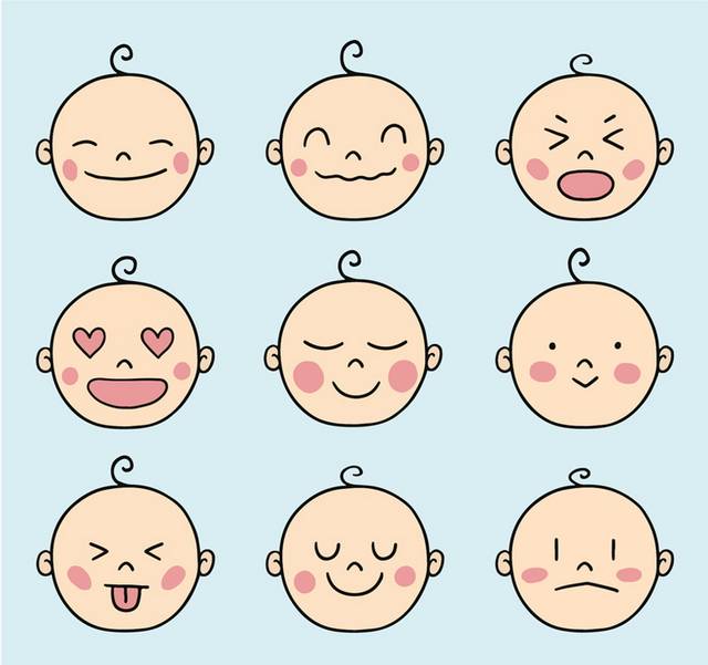 9款可爱婴儿表情矢量图