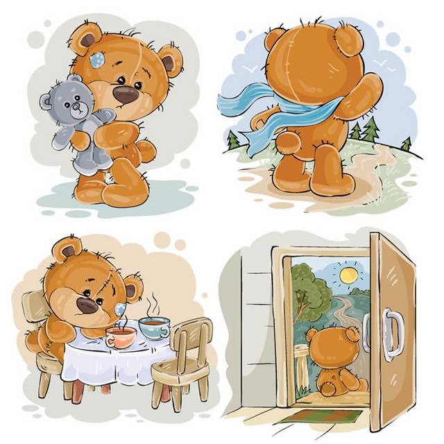 4款泰迪熊矢量素材