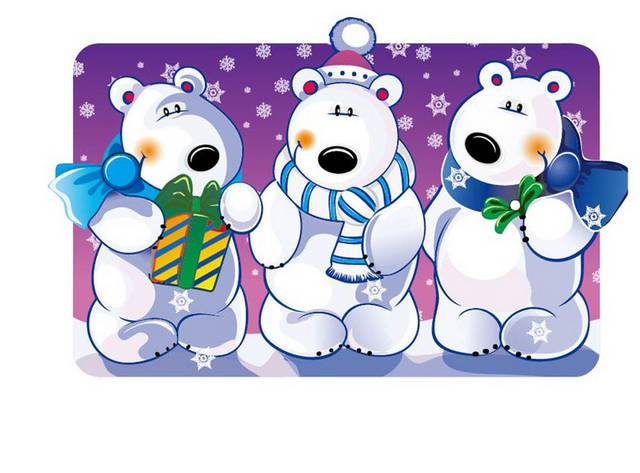 三只卡通北极熊