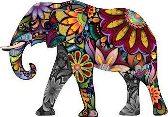 多彩花纹大象