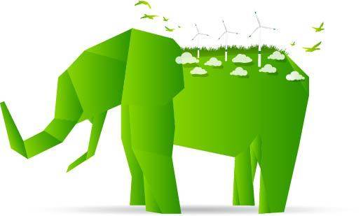 绿色折纸大象