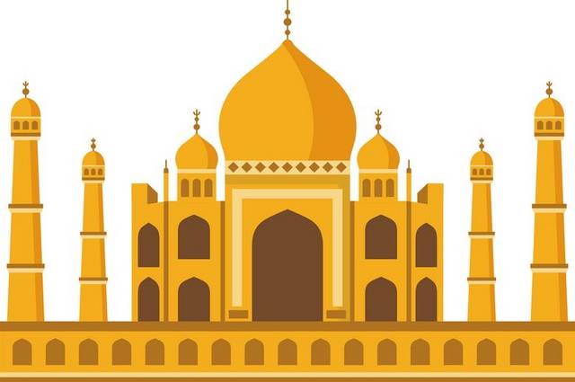 黄色卡通伊斯兰建筑素材