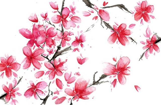 粉色卡通樱花素材