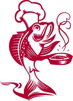 红色卡通鱼厨师素材