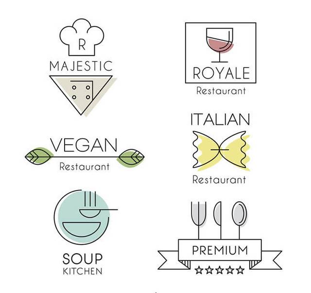 6款创意餐厅标志矢量图