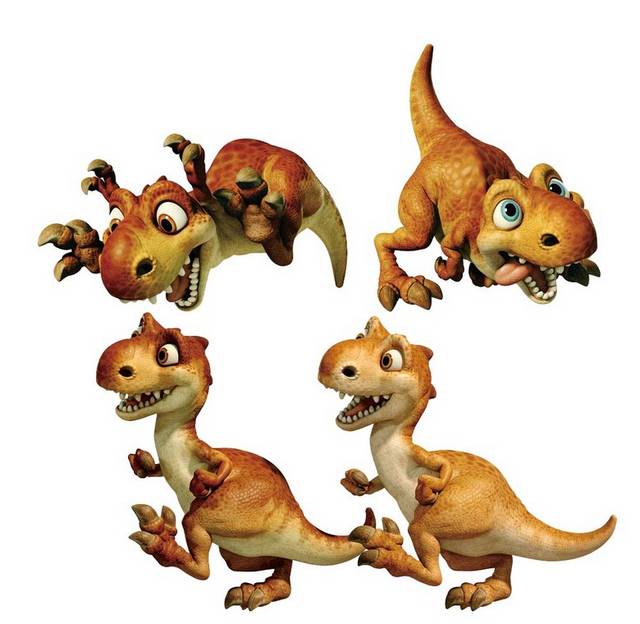 四只卡通小恐龙