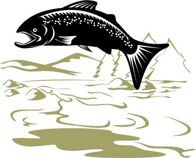 黑色卡通鲑鱼