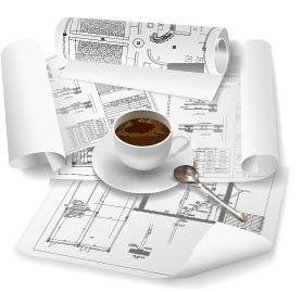 建筑咖啡图纸素材