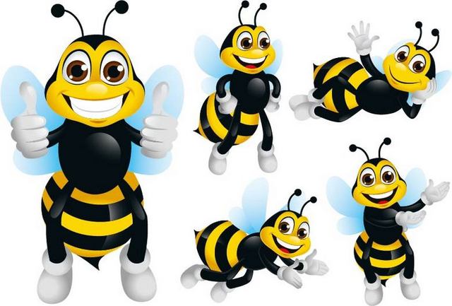 卡通五只蜜蜂素材