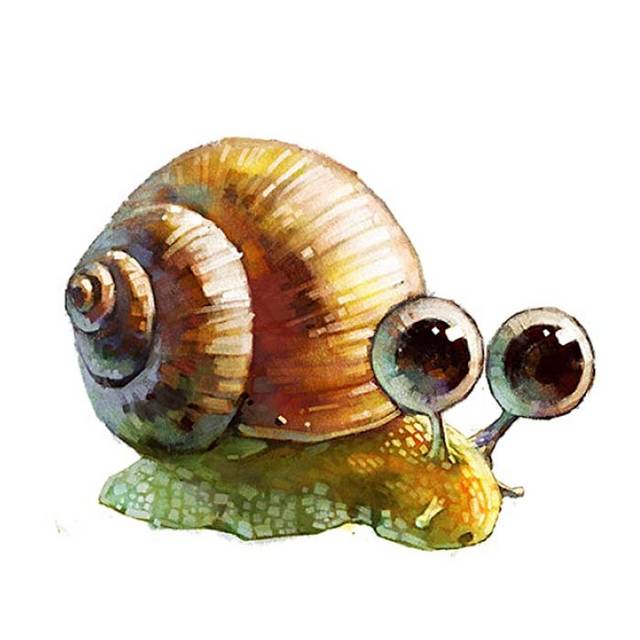 水彩蜗牛设计素材