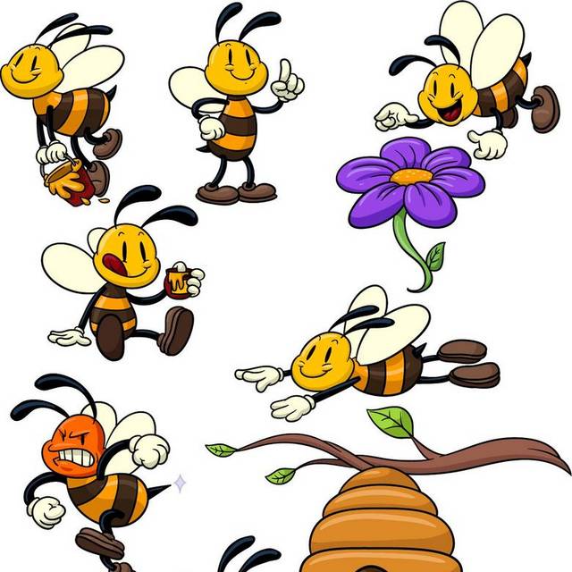 各种卡通蜜蜂素材合集