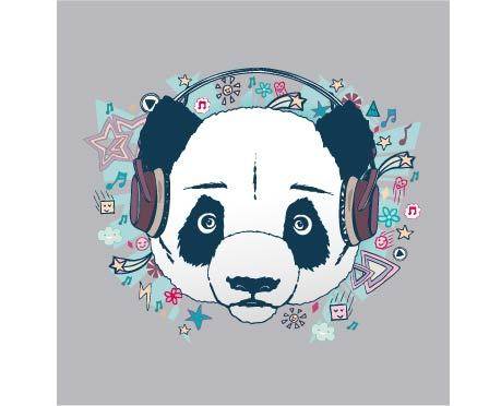 戴耳机的熊猫