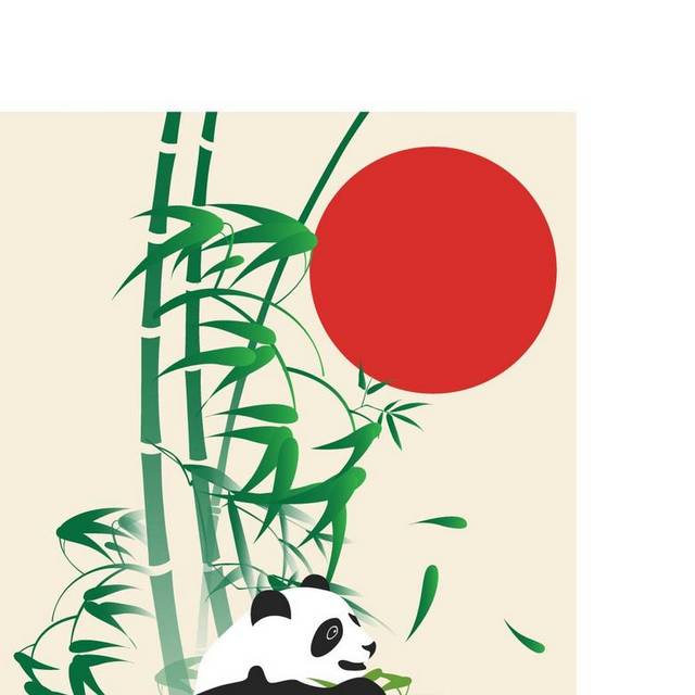 熊猫吃竹子设计素材