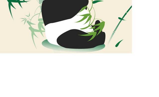 熊猫吃竹子设计素材