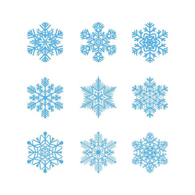 多种蓝色矢量雪花