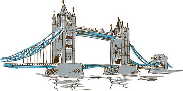 手绘伦敦桥素材