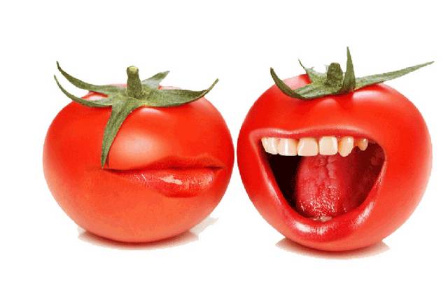 手绘张嘴的西红柿