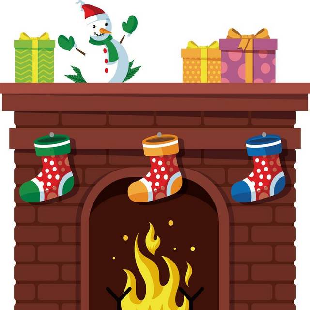 圣诞节设计元素壁炉