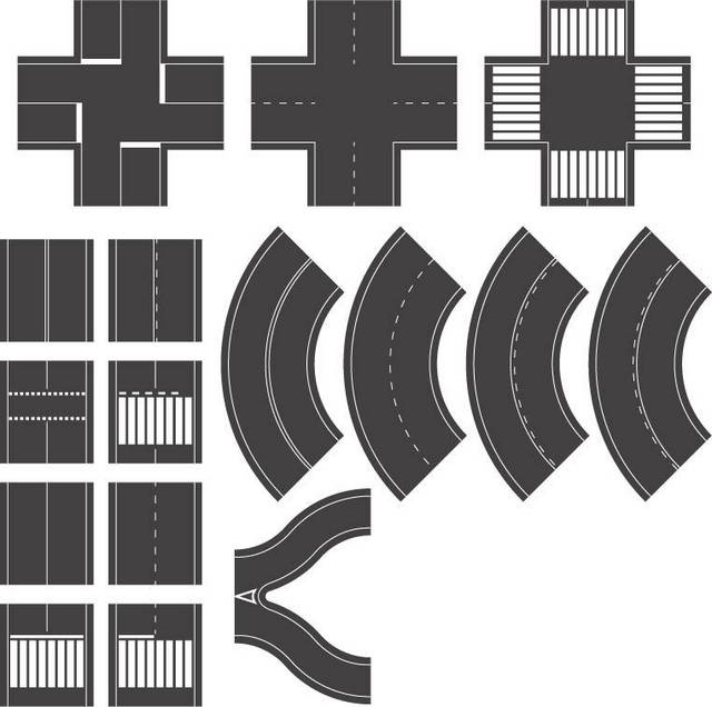 手绘城市公路素材