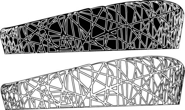 鸟巢线稿矢量图
