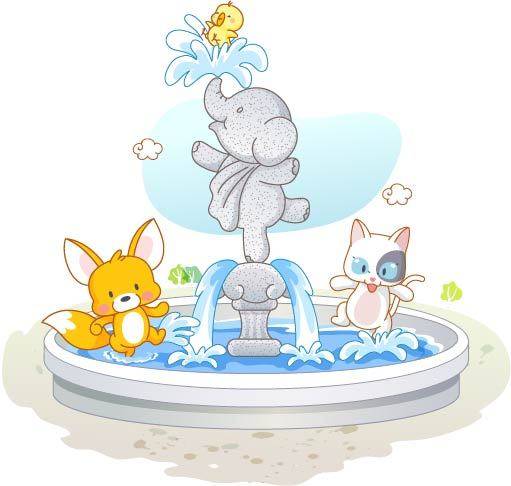 卡通小动物喷泉