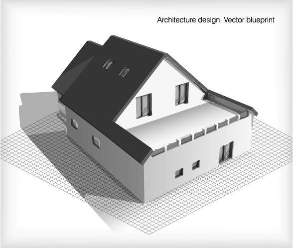 黑白3D建筑