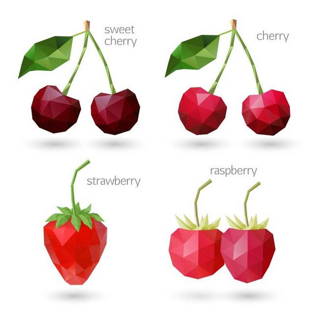 樱桃草莓等矢量水果
