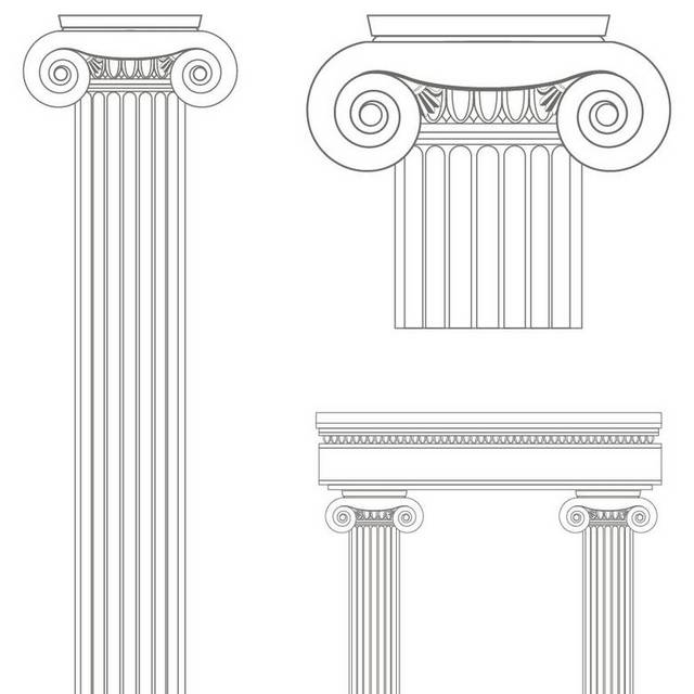 手绘欧式罗马柱矢量素材