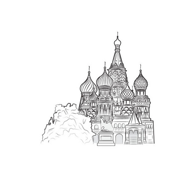 素描俄罗斯城堡素材