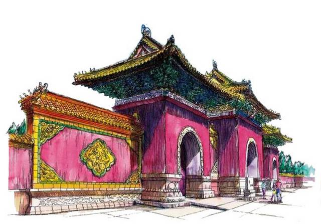 水彩寺院png元素