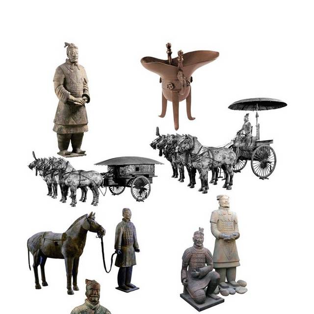多个兵马俑素材