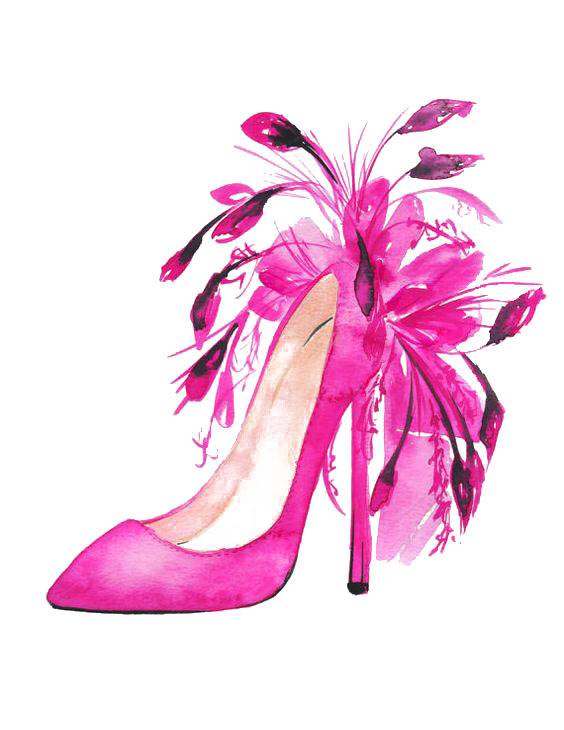 粉色高跟鞋插画