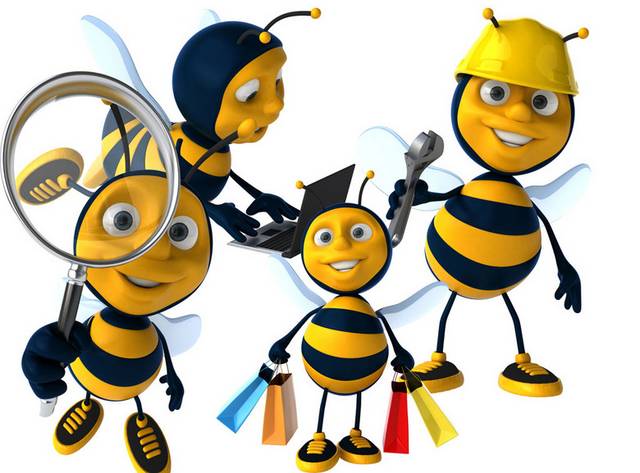 五只卡通小蜜蜂