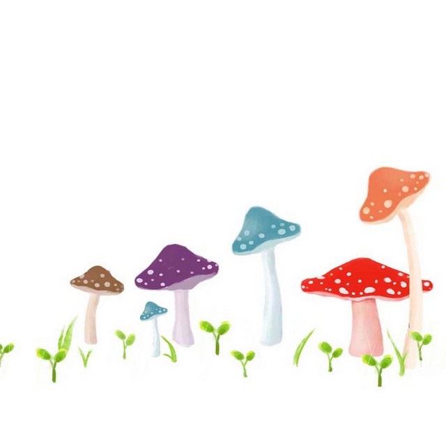 手绘五颗蘑菇