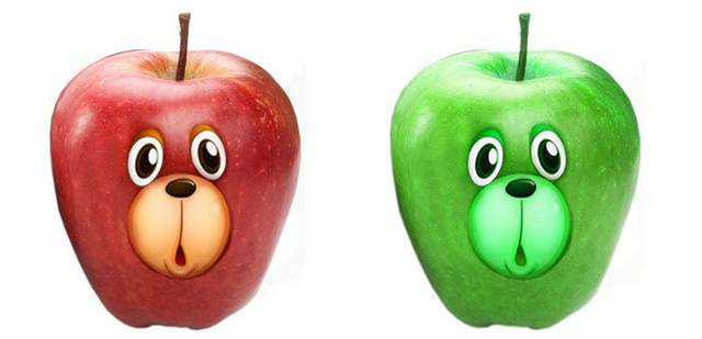 两个卡通苹果