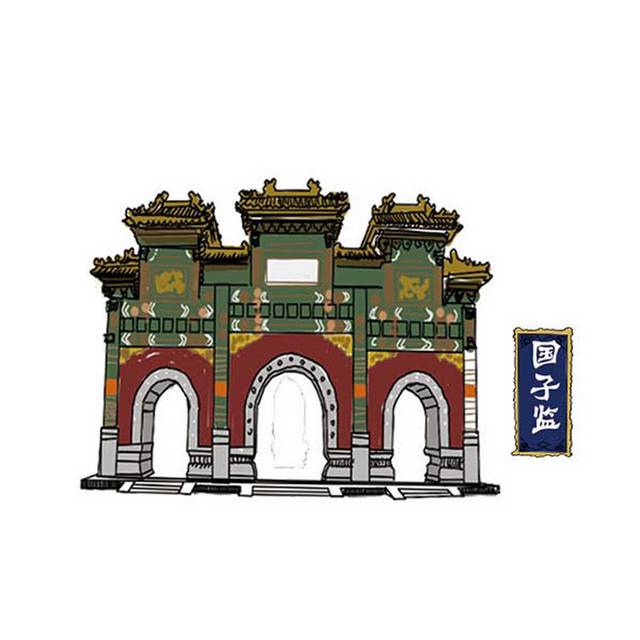 手绘建筑中式传统建筑
