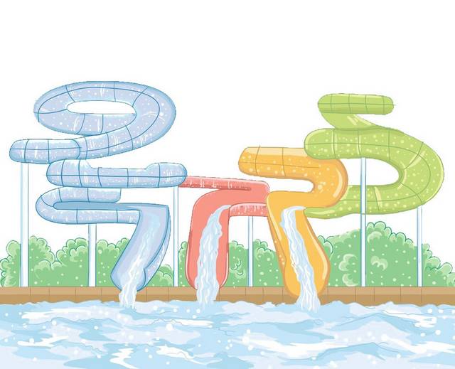 卡通水上乐园设计素材