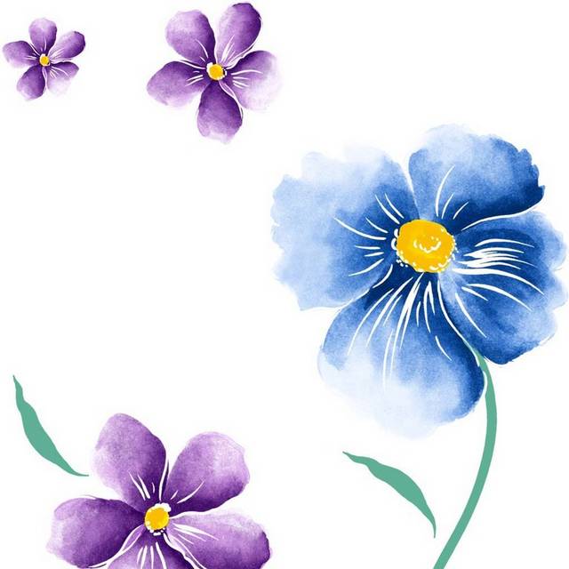 手绘紫罗兰花朵素材