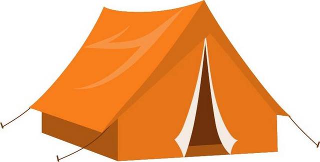 手绘橙色帐篷