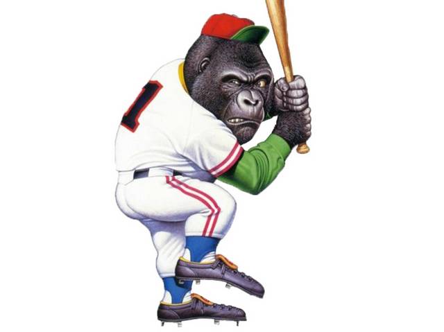 打棒球的猩猩手绘
