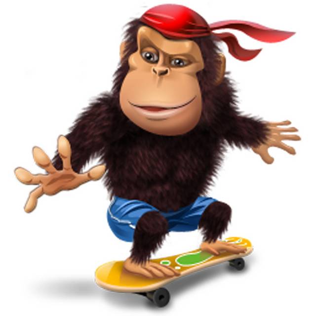 卡通猩猩玩滑板